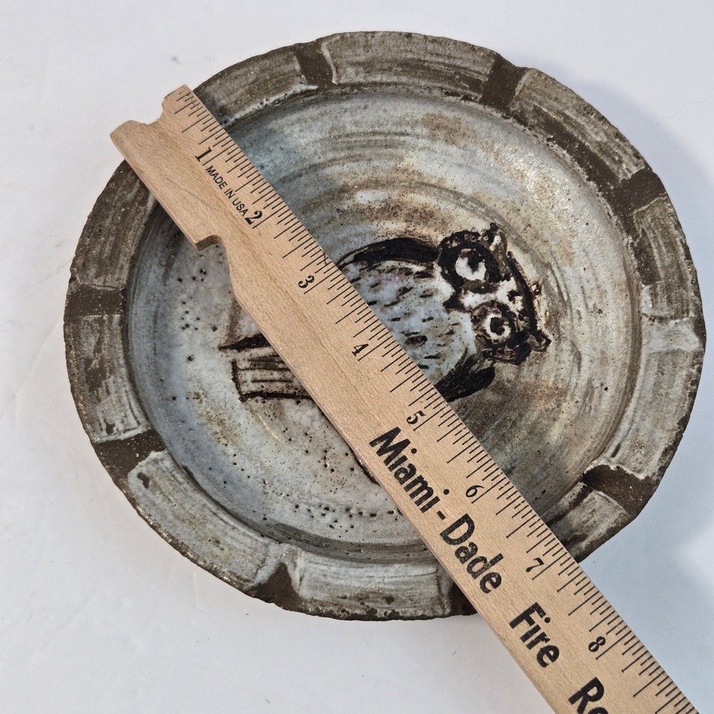 Mid Century Gerd Lu Grove Pottery Ashtray Owl Dish West German Studio Keramik - Picture 9 of 10